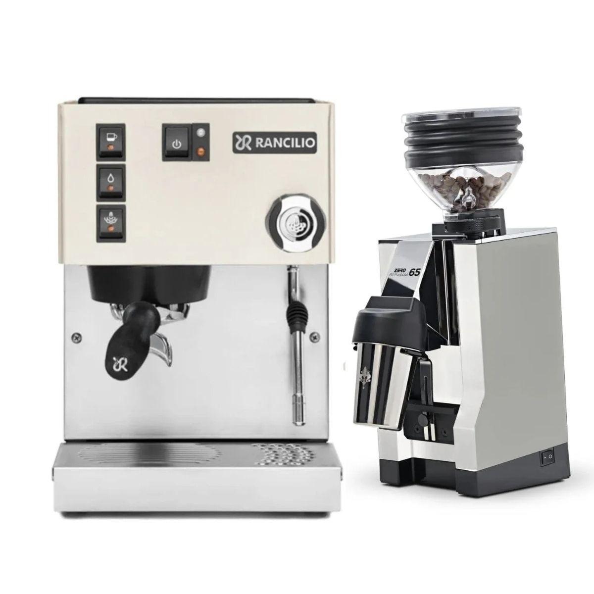 Rancilio Silvia M V6 Espresso Machine (White) and Eureka Mignon Zero 65 All Purpose Grinder (White) Bundle Espresso Machine Rancilio