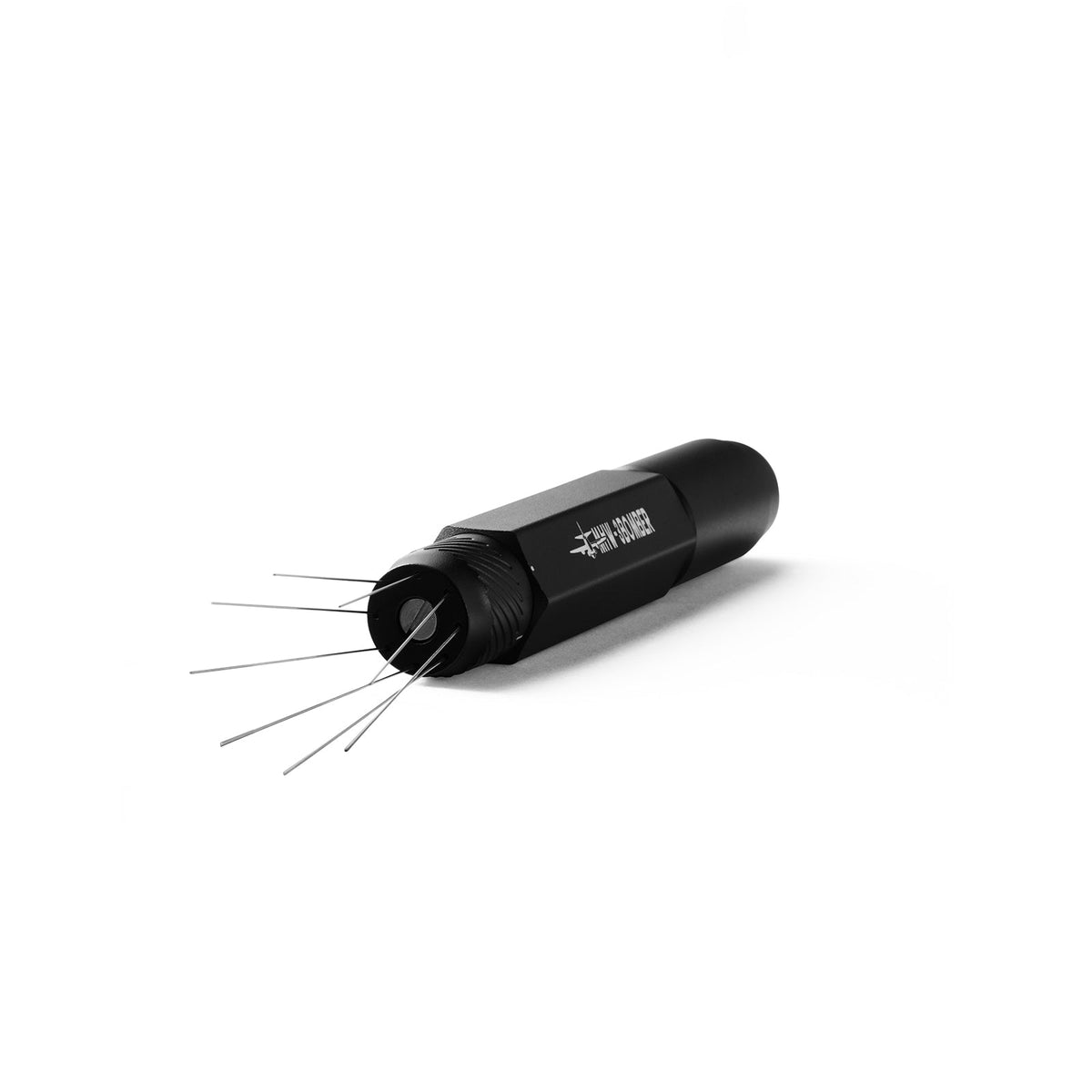A black MHW-3BOMBER Lightning Needle Distributor Pro WDT Tool with multiple thin metal wires and adjustable needle depth is displayed on a white background.