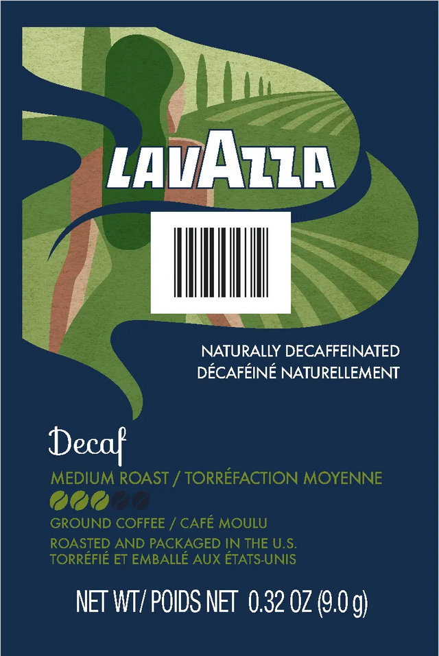 Lavazza Decaf Medium Roast Coffee Freshpacks (Case of 76) by Lavazza—100% Arabica, naturally decaffeinated ground coffee, medium roast, 0.32 oz (9g) per pack, roasted and packaged in the U.S., for Flavia brewers.