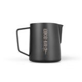 The MHW-3BOMBER Latte Art Trio Bundle features a matte black 500ml pitcher with handle, spout, “BOMBER” text, and plane graphic, shown against a white background.