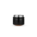 The MHW-3BOMBER Coffee Gravity Distributor 58.35mm features a black and silver cyclone-shaped base with a wooden finish, shown against a plain white background.