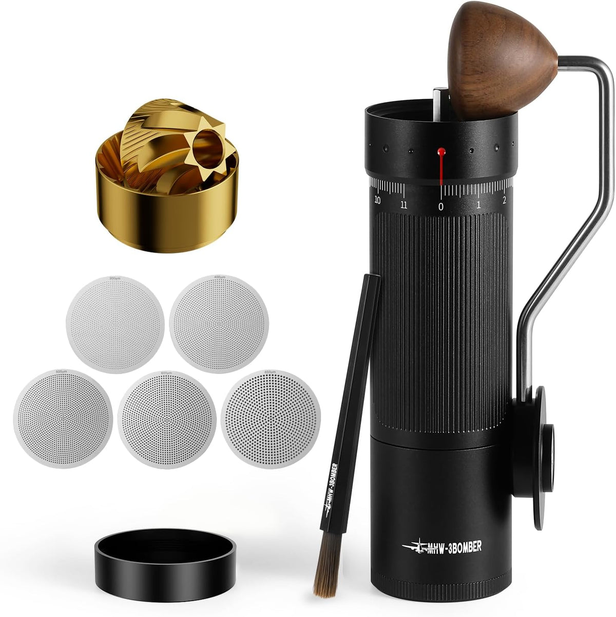 MHW-3BOMBER Precision R3 Pro Manual Coffee Grinder - kit contents