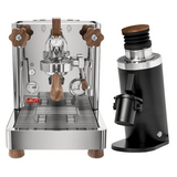The Lelit Bianca 3 PL162T Espresso Machine and DF64 Gen2 With DLC Burrs Grinder (Black) Bundle by Lelit is displayed on a white background, making it ideal for any home espresso setup.