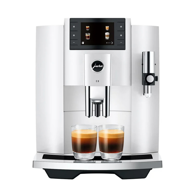Jura E8 Piano White Automatic Coffee Machine 15683 (Latest Verison) Super Automatic Espresso Machine Jura