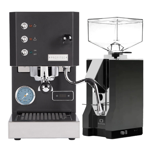 Profitec Go (Black) Espresso Machine & Eureka Mignon Silenzio Grinder (Black) Bundle