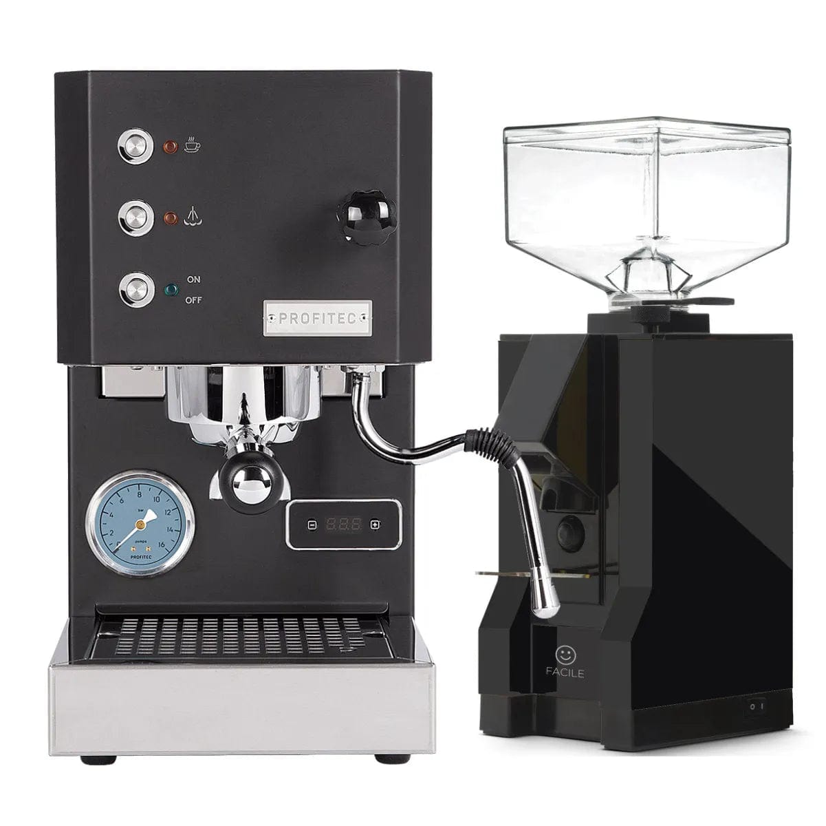 Profitec Go (Black) Espresso Machine & Eureka Mignon Facile Grinder (Black) Bundle Espresso Machine (Prosumer) Profitec