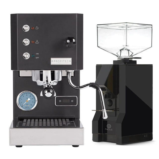 Profitec Go (Black) Espresso Machine & Eureka Mignon Facile Grinder (Black) Bundle Espresso Machine (Prosumer) Profitec