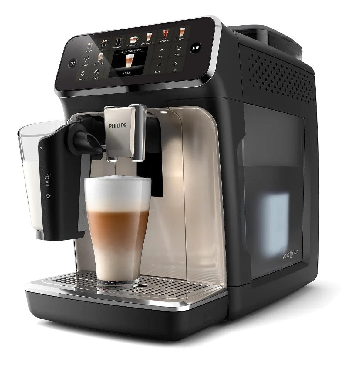 Philips 5500 LatteGo Super Automatic Espresso, Cappuccino, & Latte Machine with SilentBrew EP5544/94 (Black Chrome) Super Automatic Espresso Machine Philips