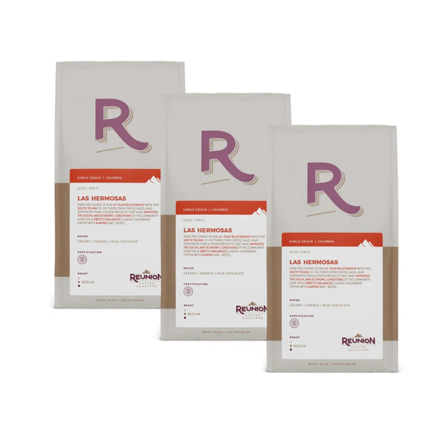 Reunion Island Colombian Las Hermosas Whole Bean Coffee Value Pack (Box of 3) Whole Bean Coffee Reunion Coffee Roasters