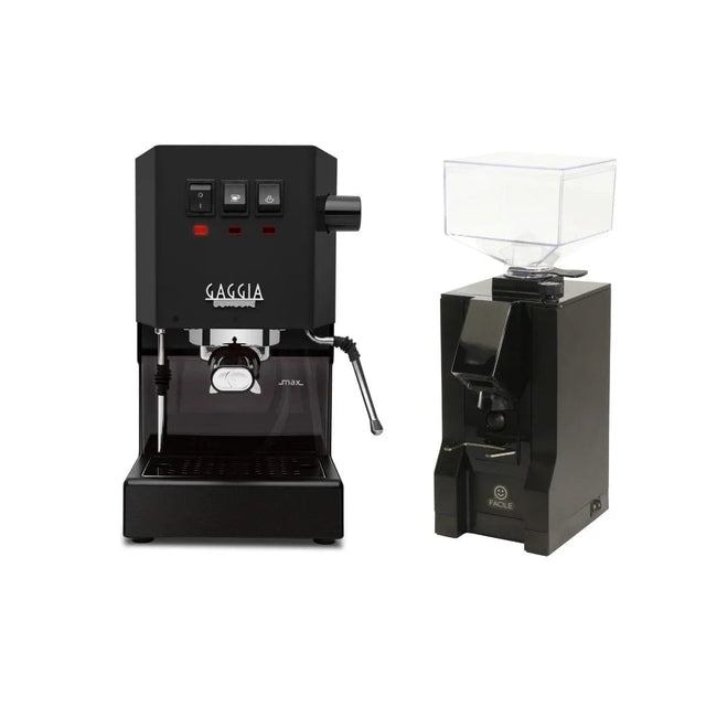 Gaggia Classic E24 Black & Eureka Mignon Facile Black Grinder Bundle Espresso Machine Gaggia