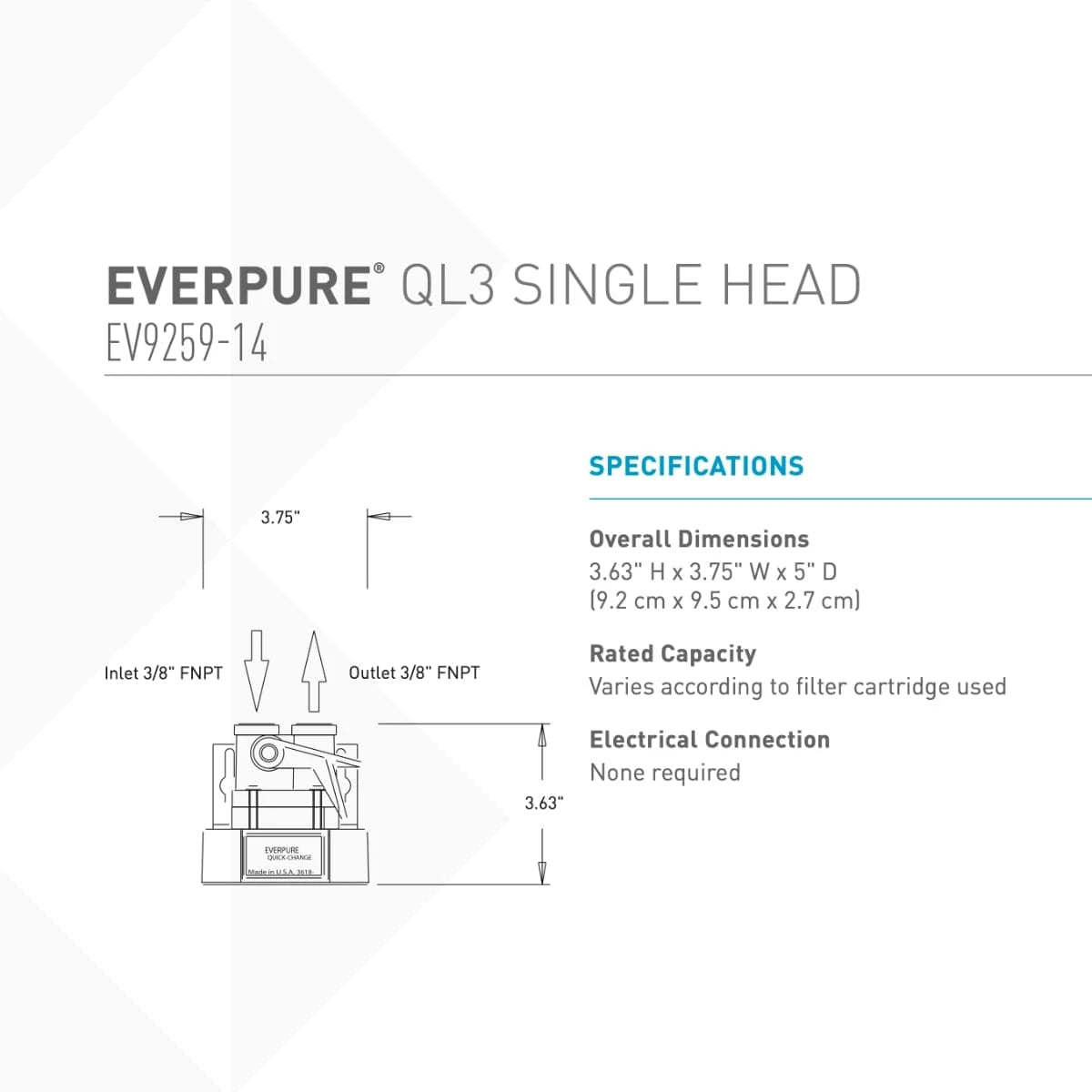 Everpure QL3 Filter Head EV315237 Water Filtration Everpure