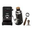 Gaggia Classic E24 Thunder Black, DF54 (Black) Grinder, Bottomless Portafilter, & Tamper Bundle Espresso Machine Gaggia
