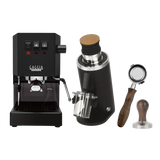 Gaggia Classic E24 Thunder Black, DF54 (Black) Grinder, Bottomless Portafilter, & Tamper Bundle Espresso Machine Gaggia