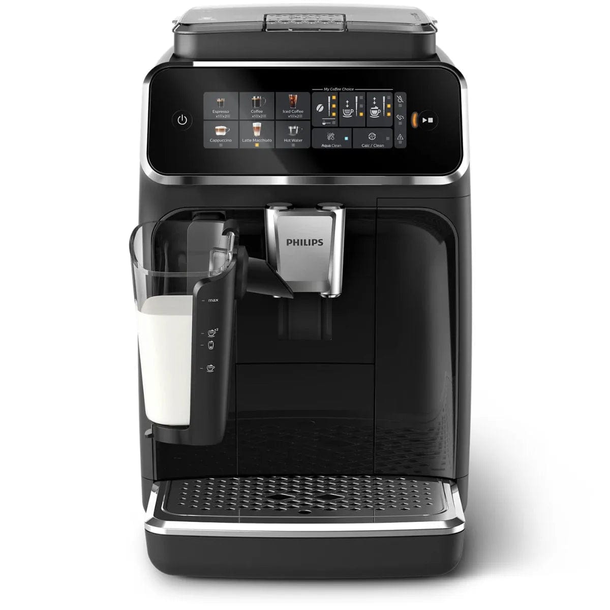 Philips 3300 LatteGo Super Automatic Espresso, Cappuccino, & Latte Macchiato Machine with SilentBrew EP3341/50 (Glossy Black) Super Automatic Espresso Machine Philips