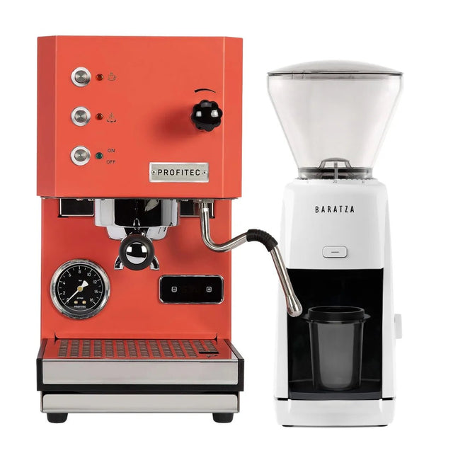 Profitec Go (Red) Espresso Machine & Baratza Encore ESP (White) Grinder Bundle Espresso Machine (Prosumer) Profitec