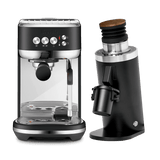 Breville The Bambino Plus Espresso Machine BES500BTR (Black Truffle), DF64 Gen 2 Grinder (Black) and Portafilter Bundle Espresso Machine Breville