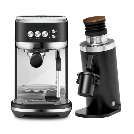 Breville The Bambino Plus Espresso Machine BES500BTR (Black Truffle), DF64 Gen 2 Grinder (Black) and Portafilter Bundle Espresso Machine Breville