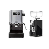 Gaggia Classic E24 Stainless Steel & Eureka Mignon Silenzio 55 Matte Black Grinder Bundle Espresso Machine Gaggia