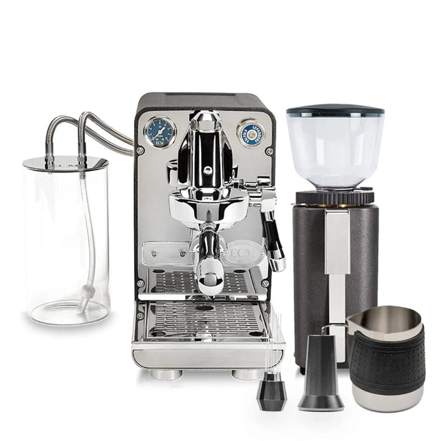 ECM Puristika Semi Automatic Espresso Machine (Anthracite), ECM C-Manuale 54 Burr Grinder (Anthracite) & Accessories Bundle Espresso Machine (Prosumer) ECM