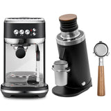 Breville The Bambino Plus Espresso Machine BES500BTR (Black Truffle), DF64 Gen 2 Grinder (Black) and Portafilter Bundle Espresso Machine Breville