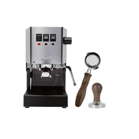 Gaggia Classic E24 Espresso Machine RI9380/46 (Stainless Steel) with Bottomless Portafilter, Tamper Bundle Espresso Machine Gaggia