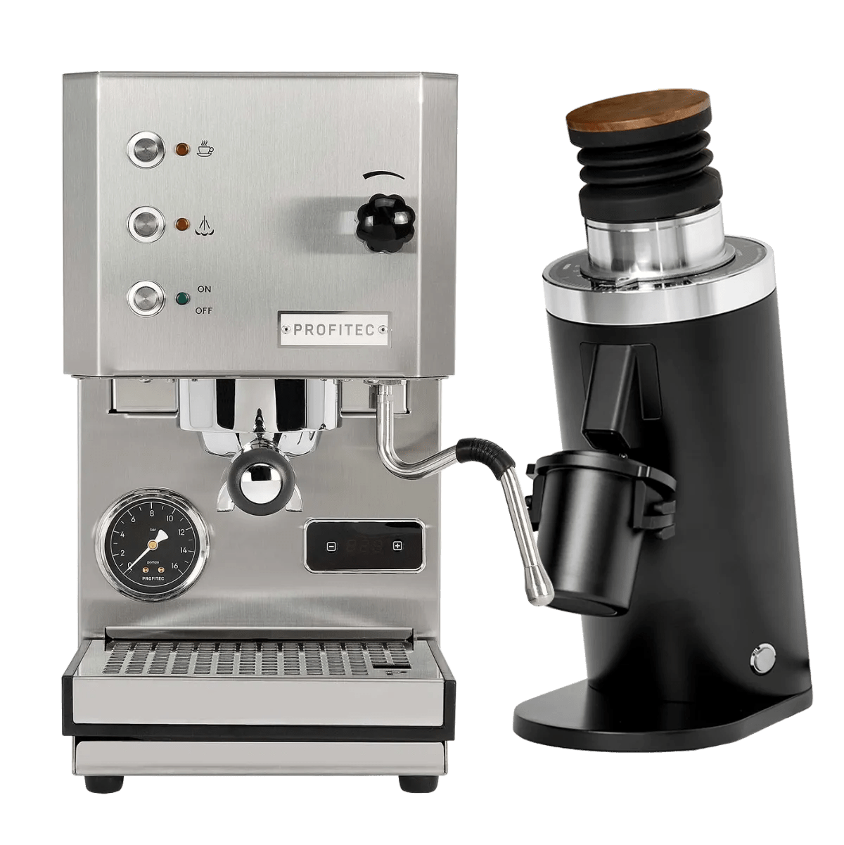 Profitec Go (Stainless Steel) Espresso Machine & DF64 Gen 2 Grinder (Black) Bundle Espresso Machine (Prosumer) Profitec