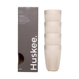 HUSKEE Cup 12 oz/355ml Reusable Coffee Cups Pack of 4 (Natural) Accessory Huskee