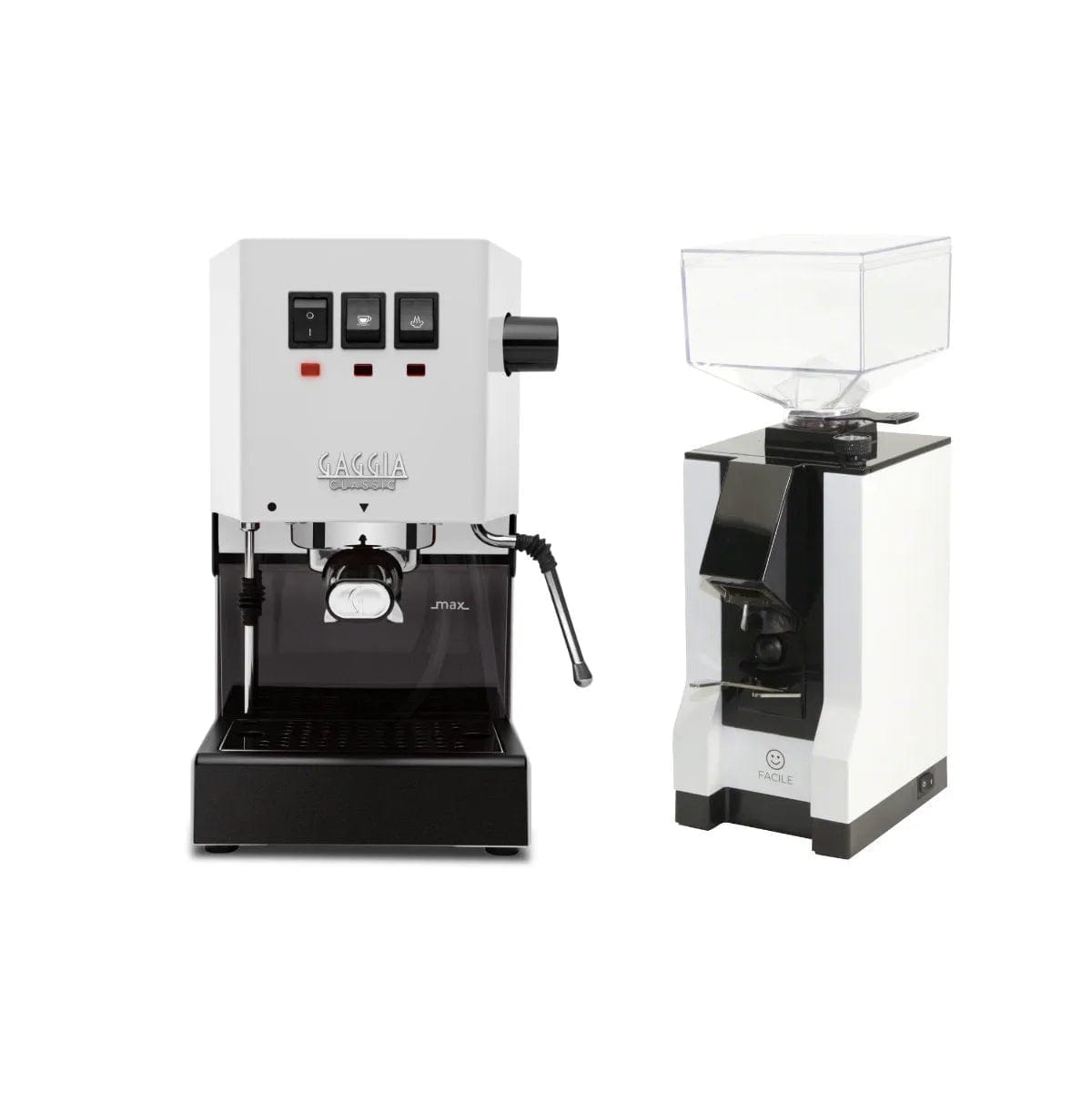 Gaggia Classic E24 White & Eureka Mignon Facile Grinder (White) Bundle Espresso Machine Gaggia