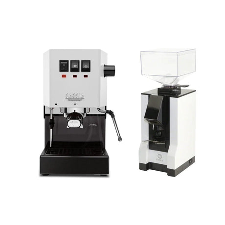 Gaggia Classic E24 White & Eureka Mignon Facile Grinder (White) Bundle Espresso Machine Gaggia