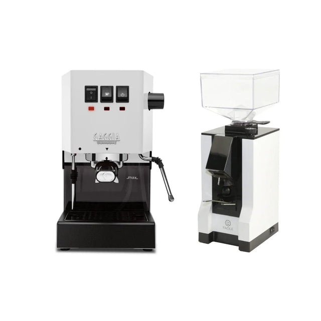 Gaggia Classic E24 White & Eureka Mignon Facile Grinder (White) Bundle Espresso Machine Gaggia