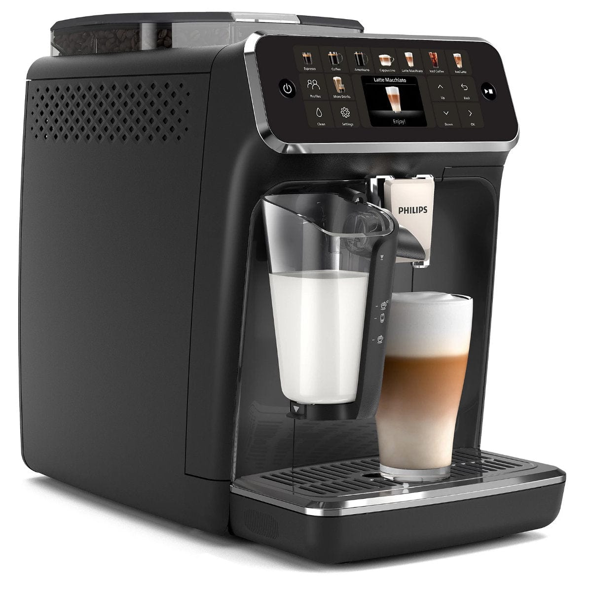 Philips 5500 LatteGo Super Automatic Espresso, Cappuccino, & Latte Machine with SilentBrew EP5544/50 (Glossy Black) Super Automatic Espresso Machine Philips