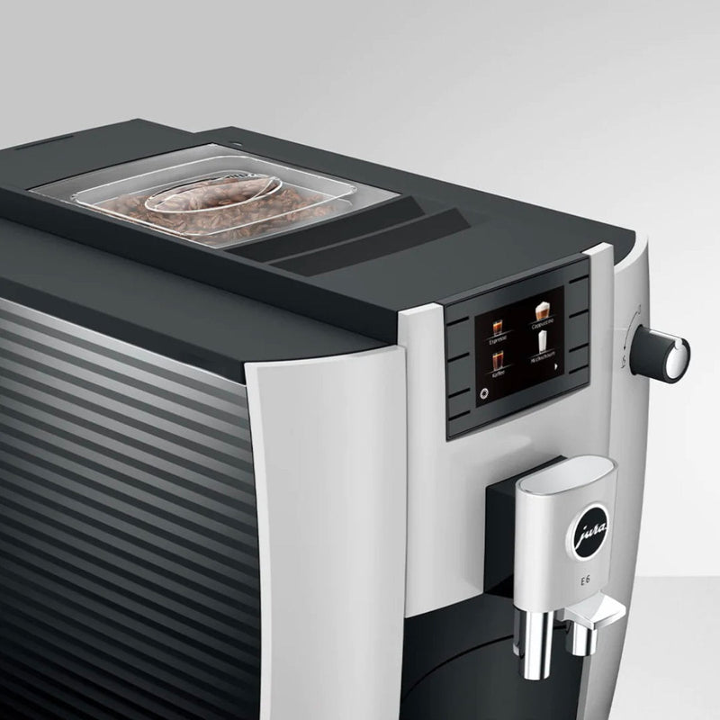 Jura E6 Super Automatic Espresso Machine Platinum - (Model 15465 | Latest Version) with Glass Container and Jura Smart Care Kit
