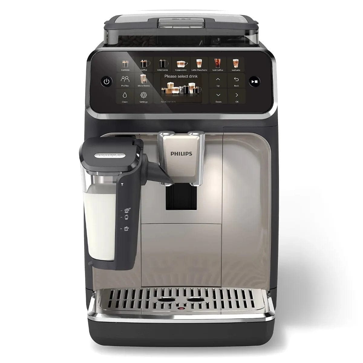 Philips 5500 LatteGo Super Automatic Espresso, Cappuccino, & Latte Machine with SilentBrew EP5544/94 (Black Chrome) Super Automatic Espresso Machine Philips