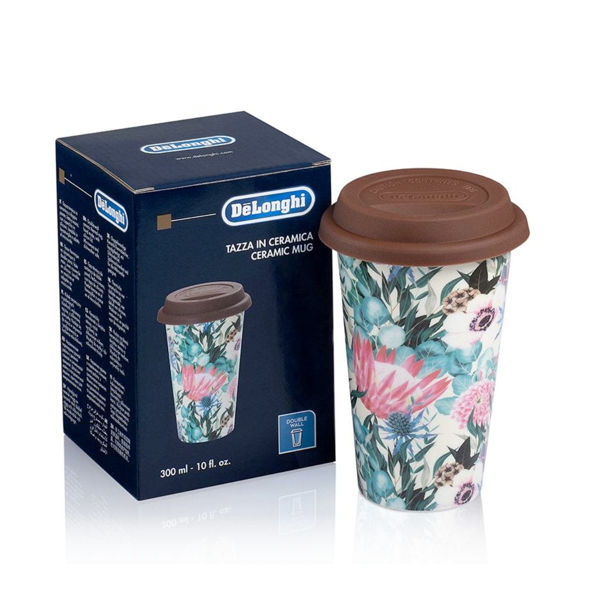 De'Longhi Double Walled Ceramic Thermal Mug (Multi-coloured Flower) DLSC065 DISCOUNT_HIDDEN_PRODUCT DeLonghi