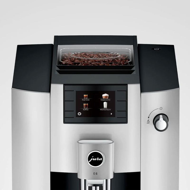 Jura E6 Super Automatic Espresso Machine Platinum - (Model 15465 | Latest Version) with Glass Container and Jura Smart Care Kit