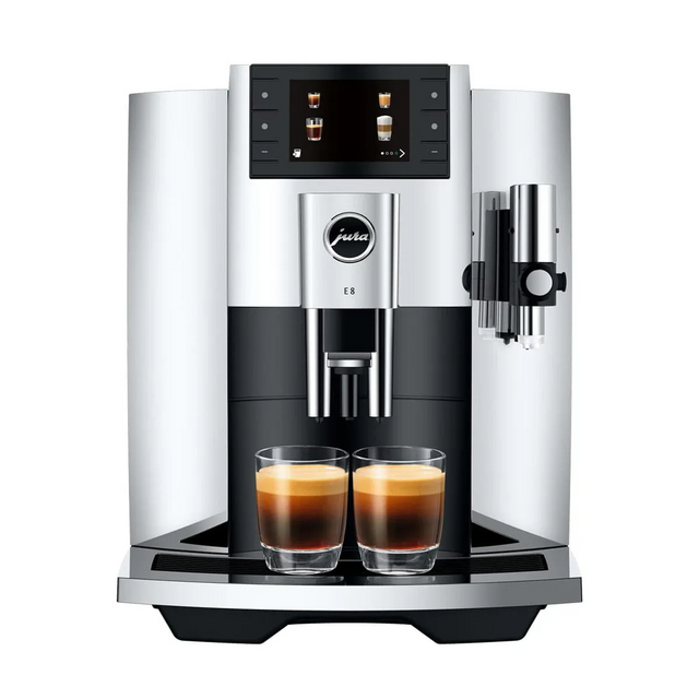 Jura E8 Chrome Automatic Coffee Machine 15646 (Latest Version) Super Automatic Espresso Machine Jura
