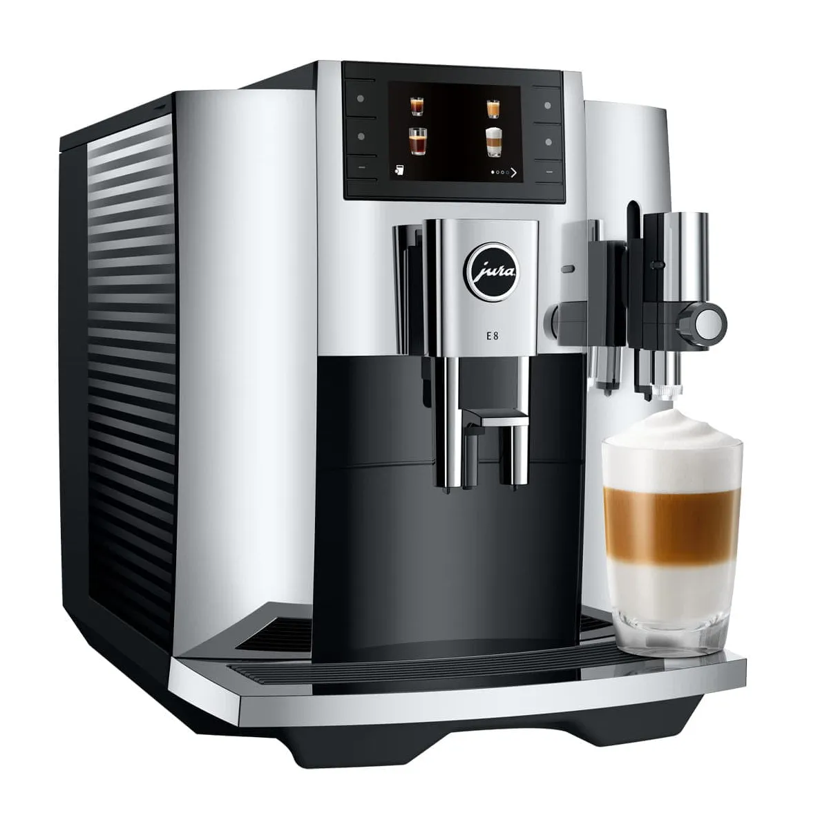 Jura E8 Chrome Automatic Coffee Machine 15646 (Latest Version) Super Automatic Espresso Machine Jura