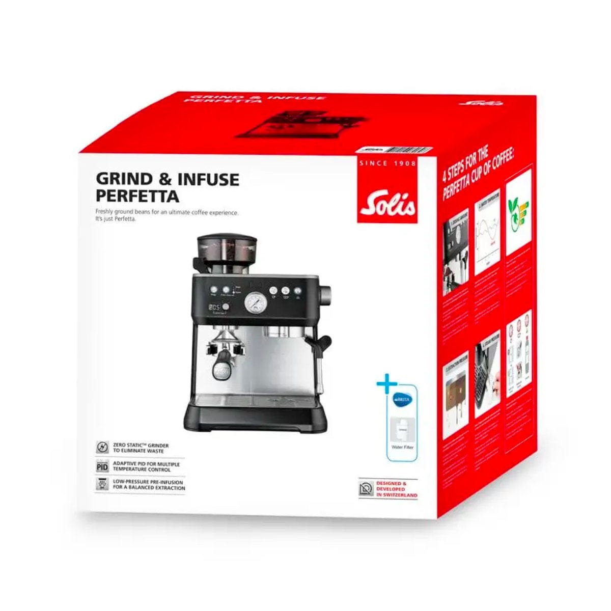 Solis Perfetta Grind & Infuse Espresso Machine (Type 1019) Black Espresso Machine Solis