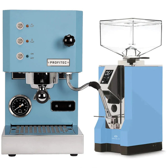 Profitec Go (Blue) Espresso Machine & Eureka Mignon Specialita Grinder (Pale Blue) Bundle Espresso Machine (Prosumer) Profitec