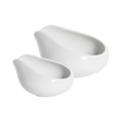 Two white Loveramics Coffee Dosing Trays of different sizes are displayed against a plain white background. Each tray features a smooth, modern design with a spouted end, echoing the minimalist aesthetic often favored in coffee grinder accessories recommended by James Hoffmann.
