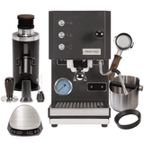 Profitec Go (Black) & DF64 Grinder with Red Speed Titanium Burr (Black) WDT tool, Brown Wood Bottomless Portafilter, Scale, Knock Box, Dosing Funnel "Ready To" Bundle Espresso Machine Profitec