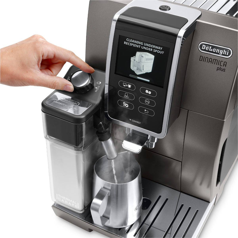 DeLonghi ECAM37095TI Dinamica PLUS Smart Super Automatic Cappuccino &  Espresso Machine With LatteCrema System (Titanium)