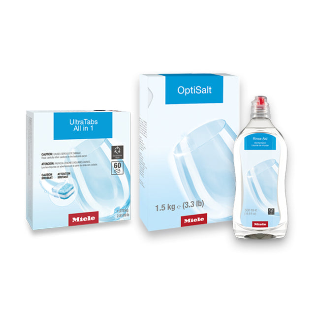 Miele Dishwasher Cleaning Bundle with dishwasher salt, UltraTabs and rinse agent