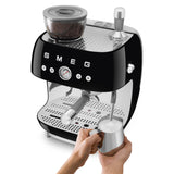 Smeg Retro-Style Semi Automatic Espresso Machine with Grinder EGF03BLUS (Black) Espresso Machine Smeg