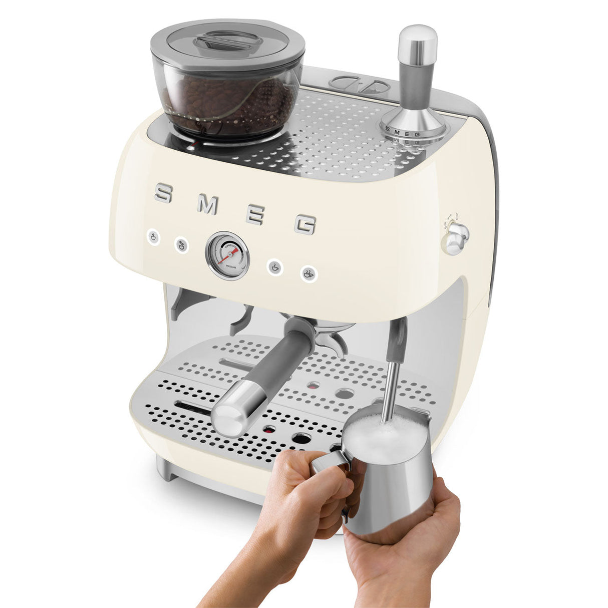 Smeg Retro-Style Semi Automatic Espresso Machine with Grinder EGF03CRUS (Cream) Espresso Machine Smeg