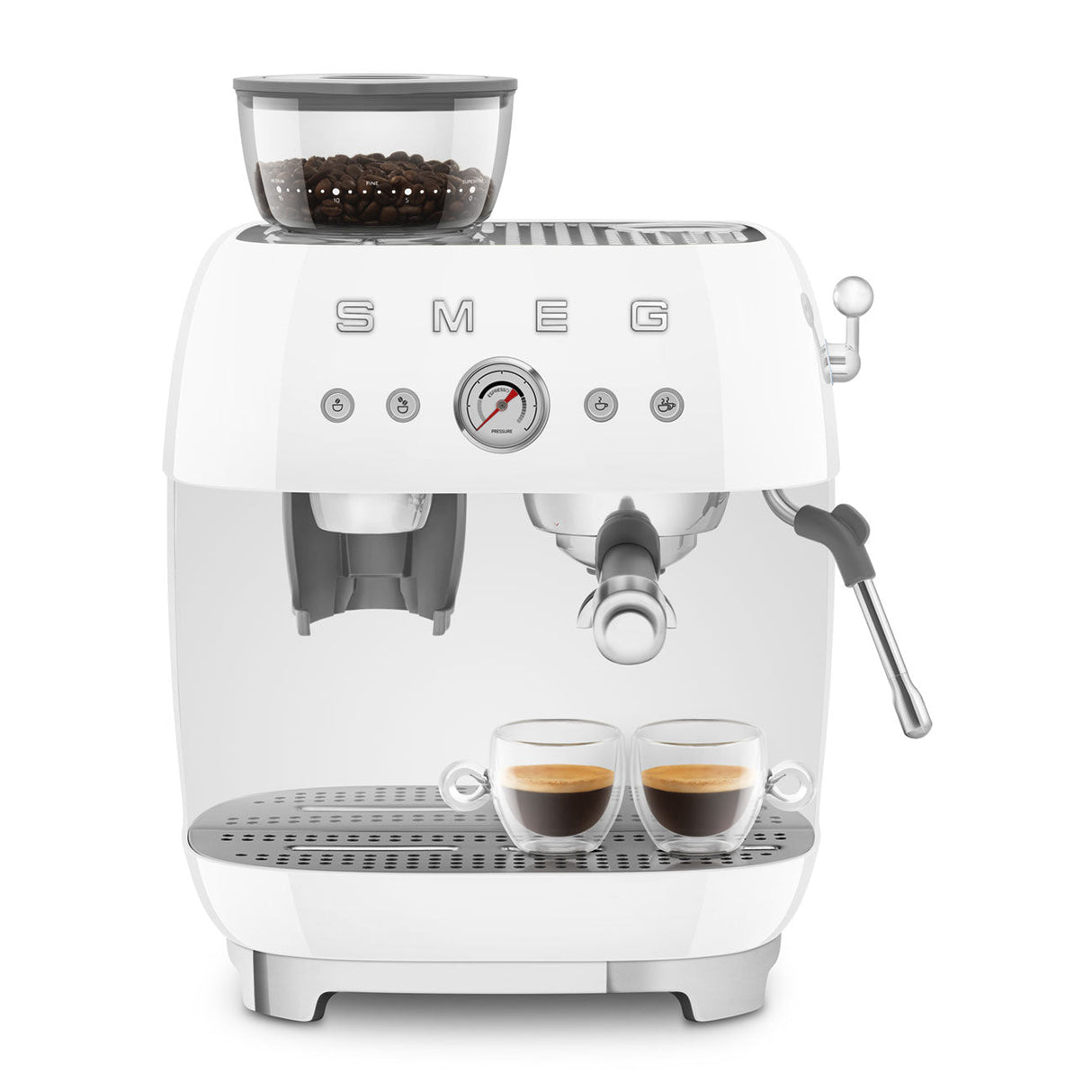 Smeg Retro-Style Semi Automatic Espresso Machine with Grinder EGF03WHUS (White) Espresso Machine Smeg