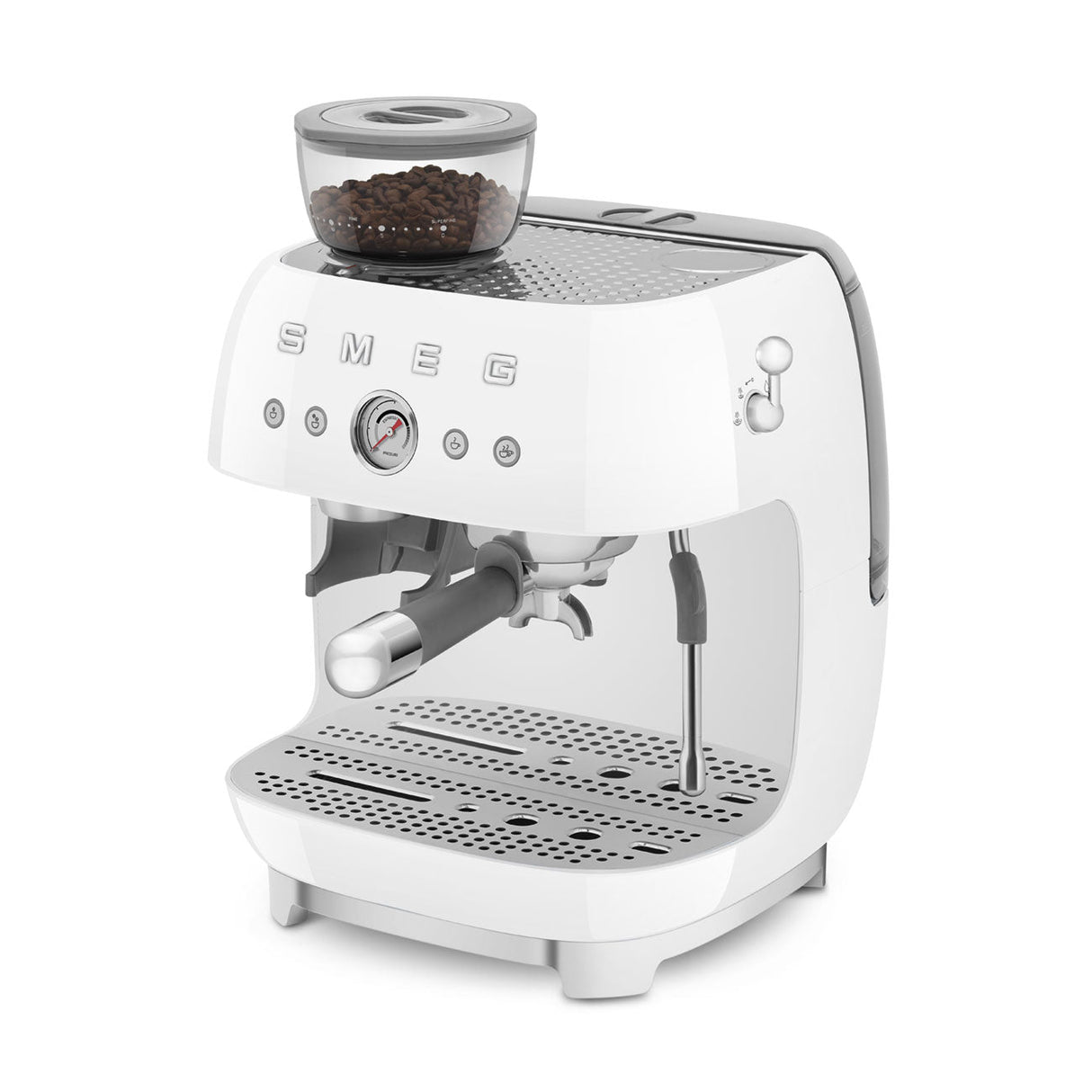 Smeg Retro-Style Semi Automatic Espresso Machine with Grinder EGF03WHUS (White) Espresso Machine Smeg