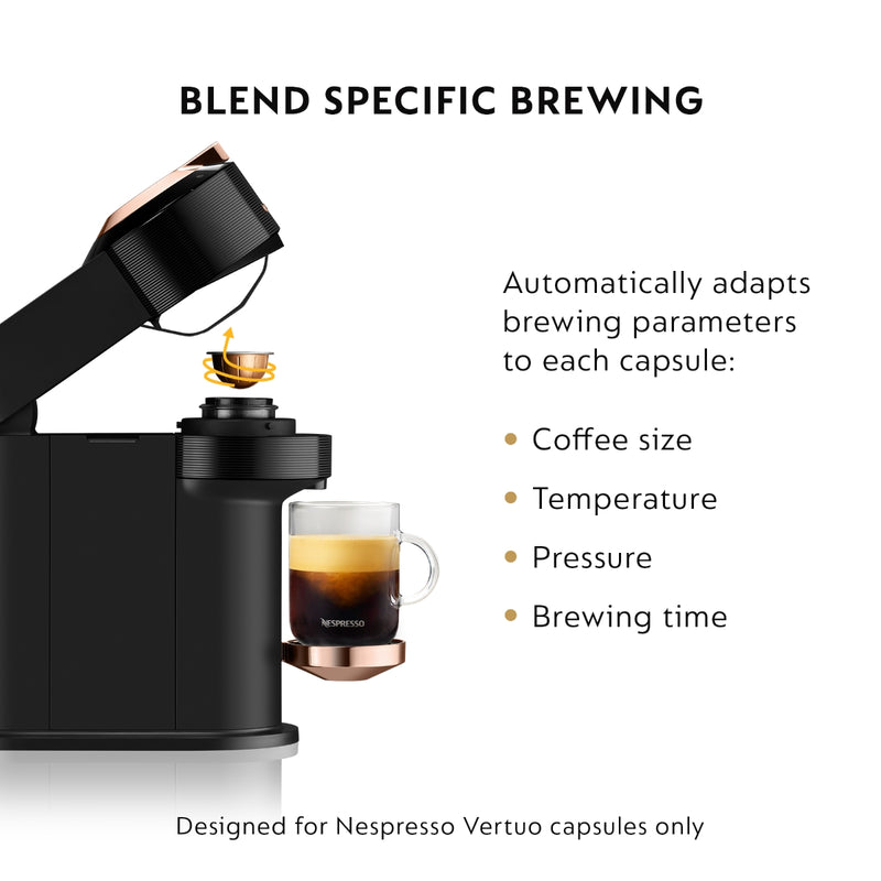 Nespresso Vertuo Next Premium Coffee and Espresso Machine with Aeroccino by De'Longhi ENV120BAE (Black with Rose Gold)