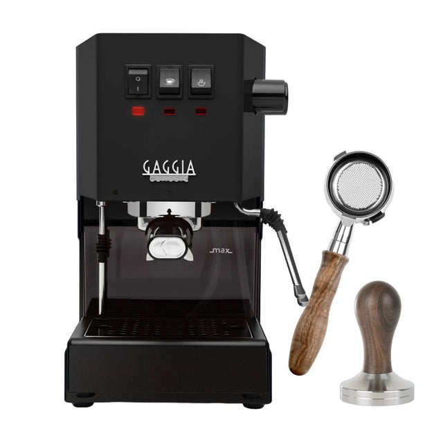 Gaggia Classic E24 Espresso Machine RI9380/46 (Thunder Black) with Bottomless Portafilter, Tamper Bundle Espresso Machine Gaggia