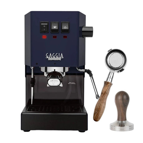 Gaggia Classic E24 Espresso Machine RI9380/50 (Classic Blue) with Bottomless Portafilter, Tamper Bundle Espresso Machine Gaggia